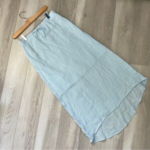Starkx Linen Skirt pull on asymmetrical hi lo midi womens Blue small minimalist